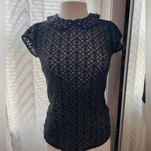 Black lace blouse with beading